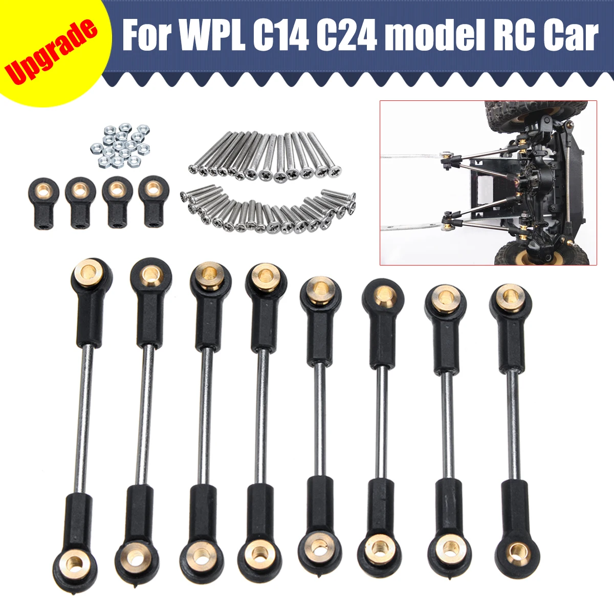 

Upgrade Replacement Part Parts & Accs Metal Suspension Toe Link Tie Rod Set For WPL 1/16 C14 C24 RC Car Durable Compatible