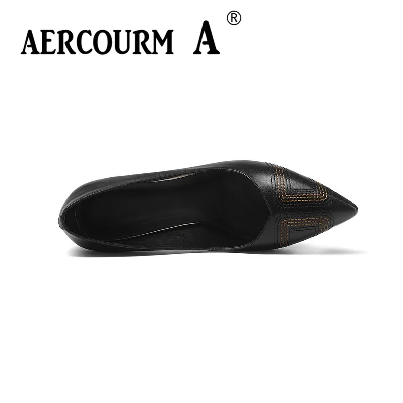 Aercourm A/; женские туфли-лодочки из коровьей кожи; Женские однотонные кожаные туфли с закрытым носком; модельные туфли на высоком квадратном каблуке; Цвет черный, зеленый