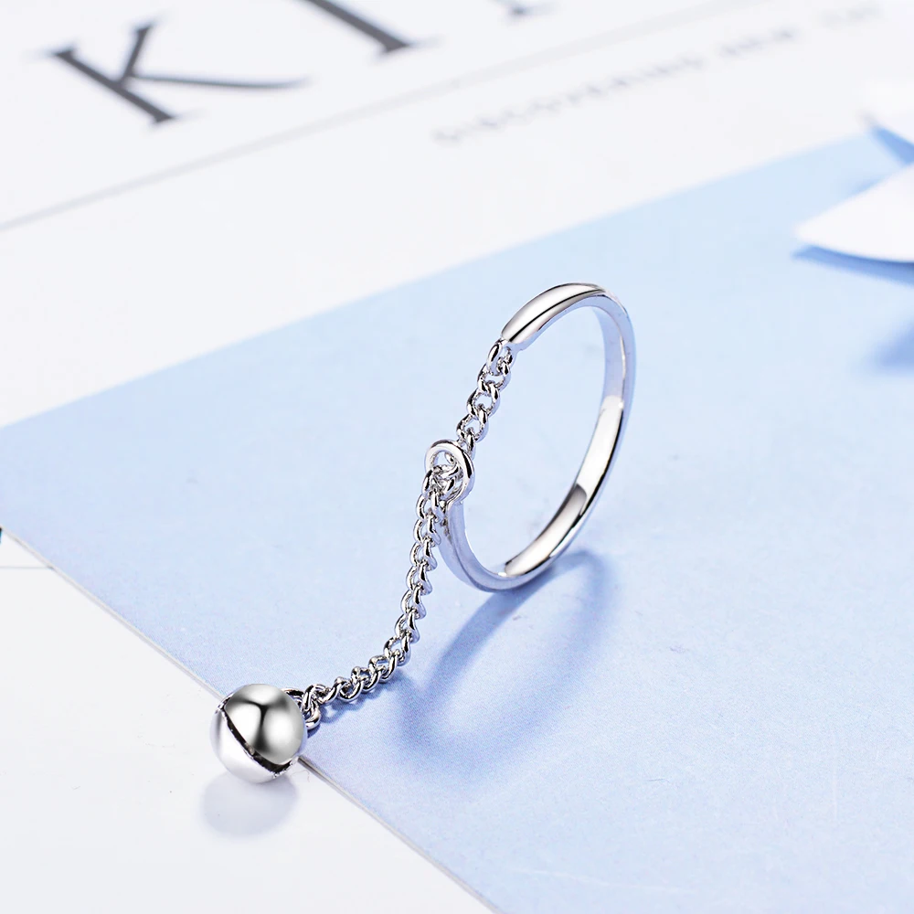

New Arrival 925 Sterling Silver Small Ball Pendant Rings for Women Jewelry Fashion Open Adjustable Finger Ring Free Shipping
