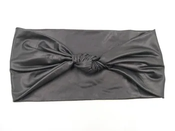 

J17382 Summer newest good stretch solid soft pu leather knot headbands black comfort head band headwear headband for women