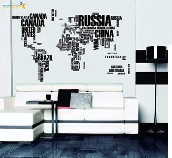 

Big Size 190*160cm/75*45.5inch World Map Wall Stickers Country Name English Letter Funny Decal For DIY Home Office Decoration