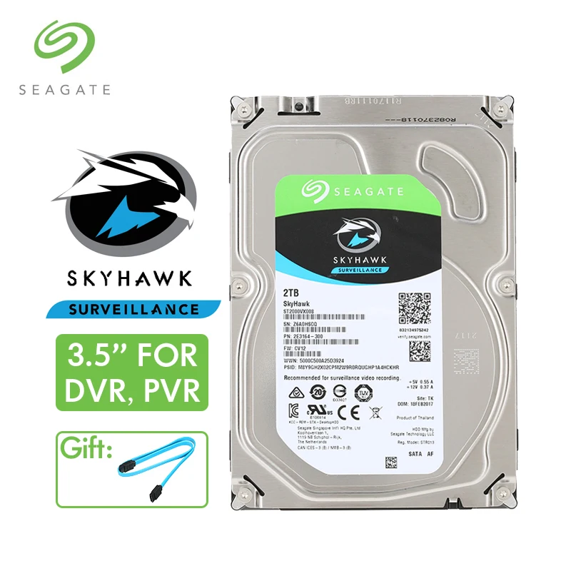 

Seagate SkyHawk 2TB Surveillance Hard Drive 5900Rpm 64MB Cache Internal Hard Disk SATA 6Gb/s 2 TB Harddisk 3.5 HDD For DVR NVR