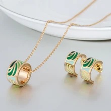Esmalte Juegos de Joyería Plateada Oro 2 Unidades Set Mujeres Femme Bijoux Pendientes Collar de Accesorios de Las Mujeres de La Boda Barato Esmaltes