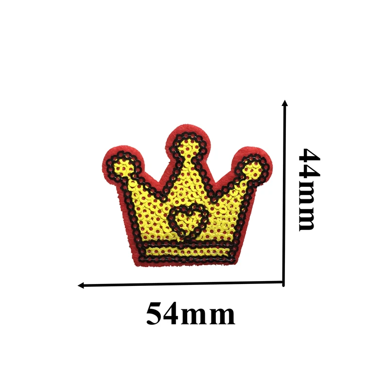 

20PCS/lot Yellow Crown Sequined Patches Stickers Iron on Patches for Clothes Bags DIY Decorative Sequins Applique Small Patch