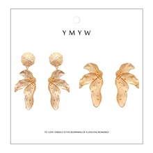 YMYW, модные, изысканные, большие, брендовые, массивные серьги-гвоздики с листьями, шикарные, цинковый сплав, серьги с растениями для женщин, Aros Mujer, Oreja