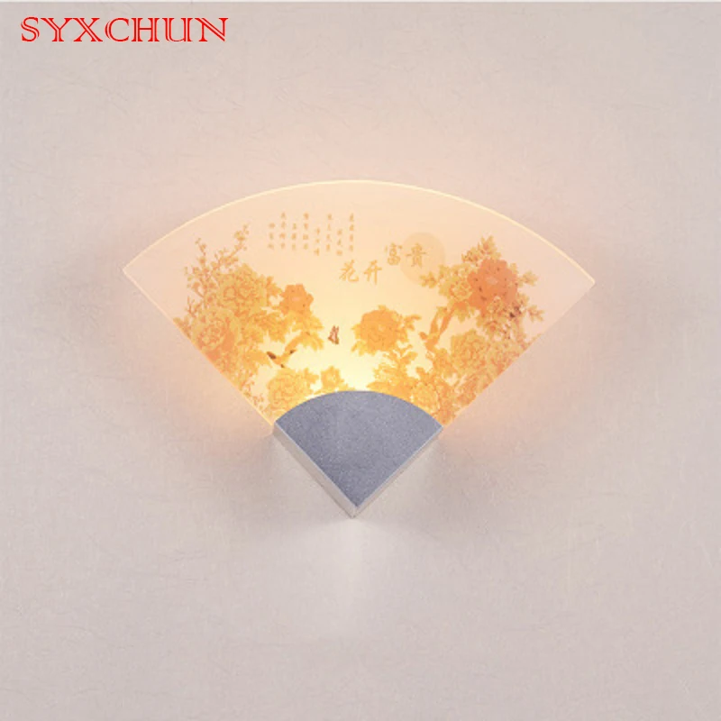 

2017 new led bedside lamp 220V warm Fan shape Bedroom minimalist modern living room corridor personality corridor Wall lamp