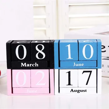 

New 2019 Vintage Wooden Table Desk Calendar Wood Block Planer Permanent Desktop Organizer Home Office Cafe Decoration Artcraft