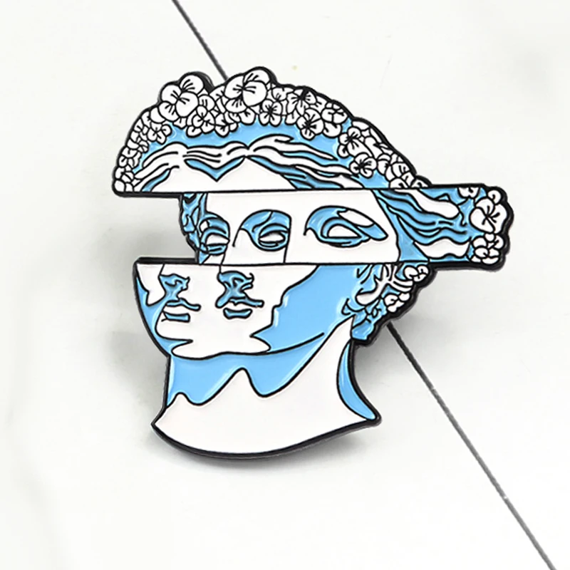 

Fashion Art Sculpture Brooch Double-sided Misplaced Statue Wreath Hair Enamel Pin Brooch Bag Clothes Lapel pin Cartoon Jewelry