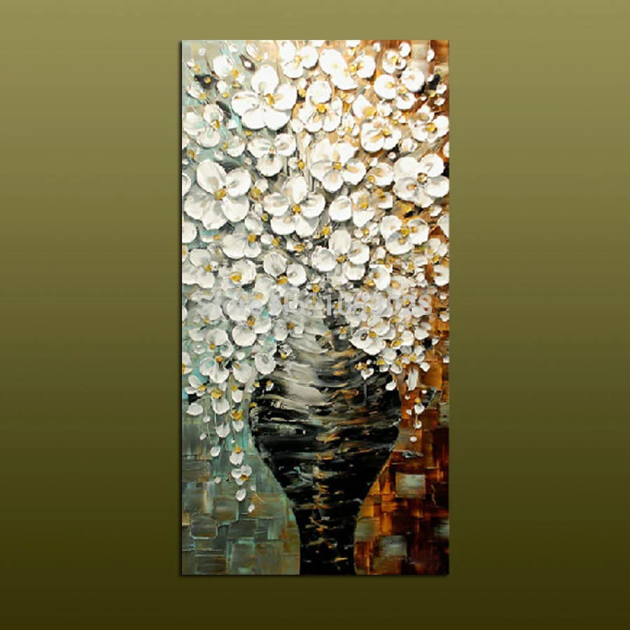 100 Hand painted Free Shipping Large Three dimensional Painting White