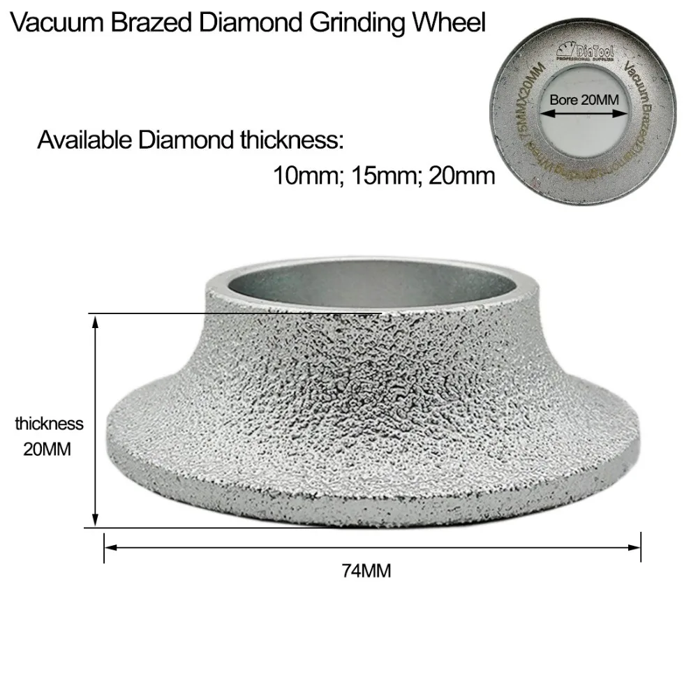 Dia75mmX20mm, profile wheel for demi-bullnose edge, Vacuum brazed diamond grinding wheel