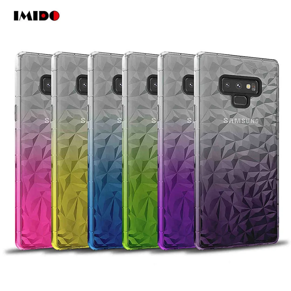

IMIDO Gradien Color Clear Phone Case For Samsung Galaxy S9 Plus Transparent Soft TPU Back Cover For Galaxy Note9 8 S8 Plus Coque