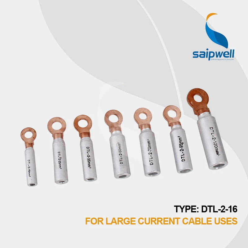

Saipwell 16mm2 DTL-2-16 20PCS/Lot pin terminal copper connector with alumnium coat crimp electrical cable terminal connector
