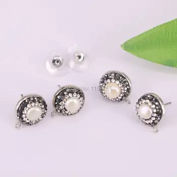 

DIY 10Pair high quality handcrafted round Pearl stud earrings charm jewelry for women