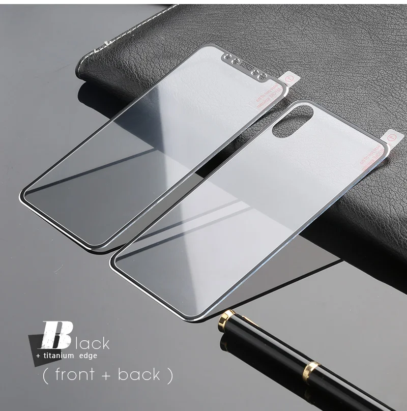 Закаленное стекло для iPhone X, 8, 7 Plus, 3D закругленные края, передняя и задняя Защита экрана для iPhone X, титановая защитная пленка