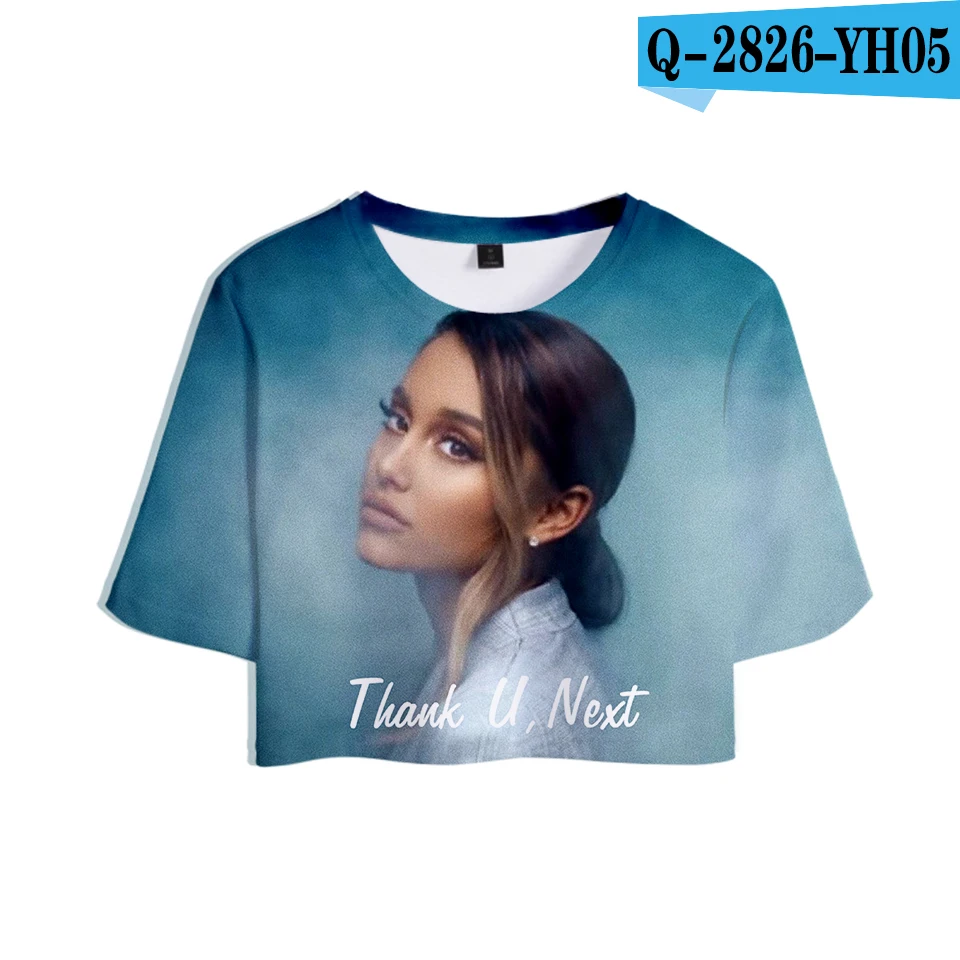 3D Rholycrown принт Ariana Grande 3D Открытый пупок футболки женские модные 3D Открытый пупок футболки Ariana Grande летние футболки - Цвет: 3D