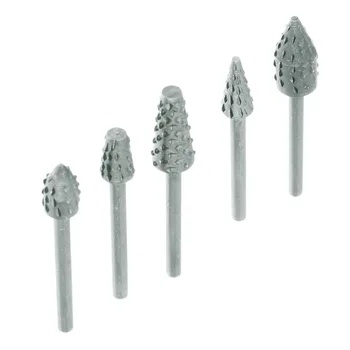 

1/4" Shank 5pcs Steel Rotary Rasp File Rotary Craft Files Rasp Burrs Wood Bits Grinding Power Woodworking Hand Tools