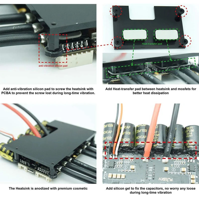 V4.20 двойной Fsesc4.20 100A Esc W/Bec анодированный алюминиевый радиатор для электрического скейтборда радиоуправляемого автомобиля дрона E-Bike E-Scooter Robot