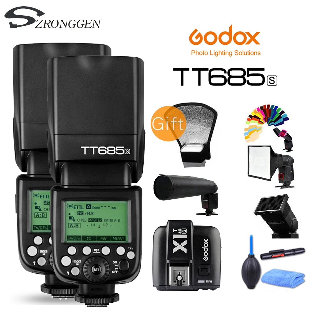 Вспышка Godox из 2 предметов TT685S 2,4G HSS ttl GN60 Камера флэш-память для sony a77II a7RII a7R ILCE6000L+ X1T-S ttl триггер трансмиттер для вспышки