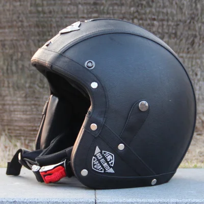Ретро-шлемы из искусственной кожи в винтажном стиле, rcycle helmet davidson - Цвет: Black 1