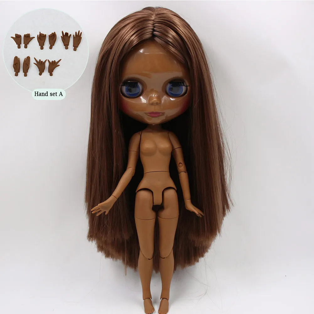 ICY Nude Blyth Custom Doll No. BL0623 темно-коричневые волосы 1/6 bjd, pullip, licca, jerryberry - Цвет: B doll with hand A
