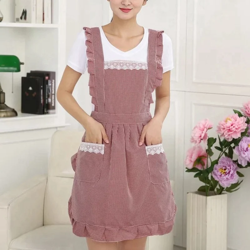 Korean fashion apron waterproof kitchen oil-proof nail shop milk tea shop coffee shop beauty salon overalls women double-layer
