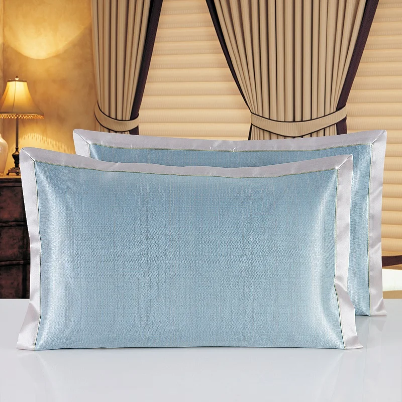 2pieces 48x74cm Ice Silk Pillow Cover Pillowcases Solid Color Bedding
