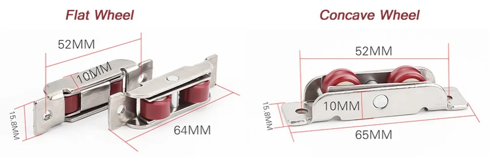 Шт. 4 шт. нержавеющая сталь+ красный нейлон плоские/вогнутые Двойные колеса пластиковые стальные раздвижные двери оконный ролик u-тип Ультра-тишина колеса