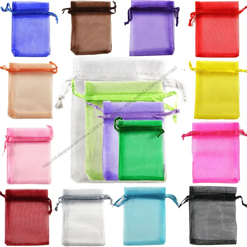 

25pcs 20x30 25x35 30x40 35x50cm Organza Jewelry Packing Bags Candy Gift Pouches for Kids Wedding Party Decoration Supplies 5Z