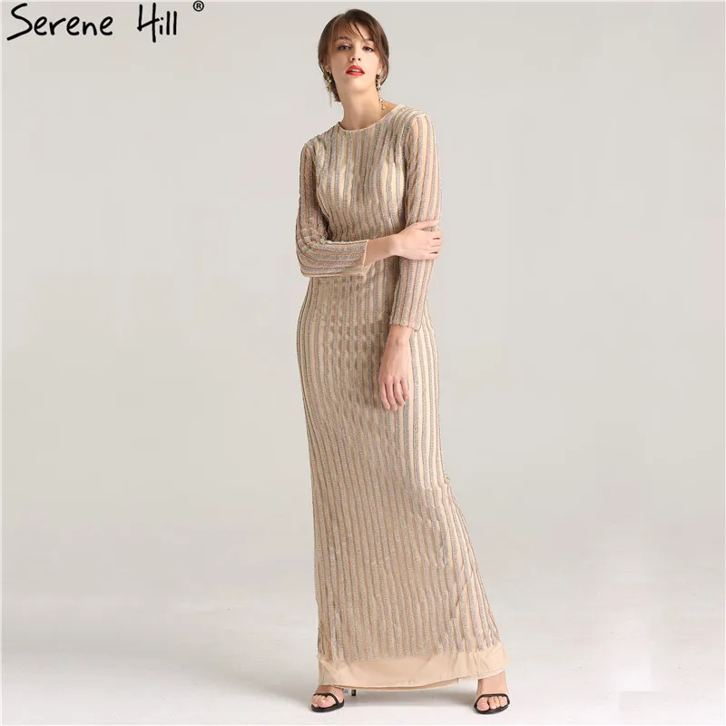 Роскошные вечерние платья с длинными рукавами и бриллиантами, новая мода 2019, блестящее вечернее платье Serene hilm LA6207