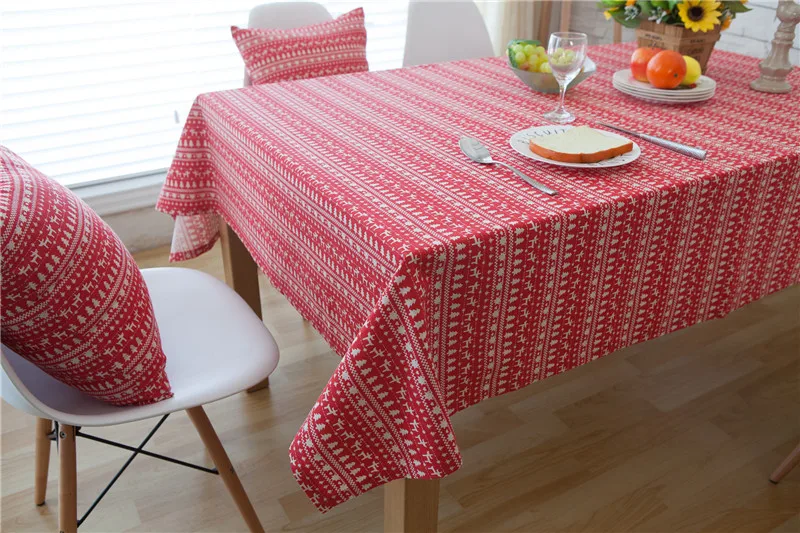 2016 New Christmas Style Red Linen Table Cloth Tablecloth