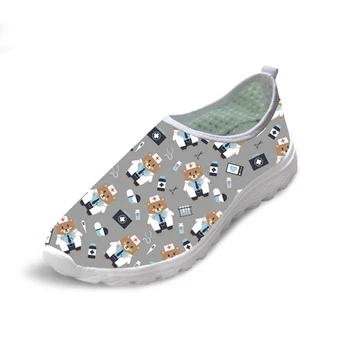 

THIKIN Causal Flat Shoes for Women Outdoor Sports Shoes for Ladies Nursing Bear Shoes Doctors Full Printed Sneakers Girls