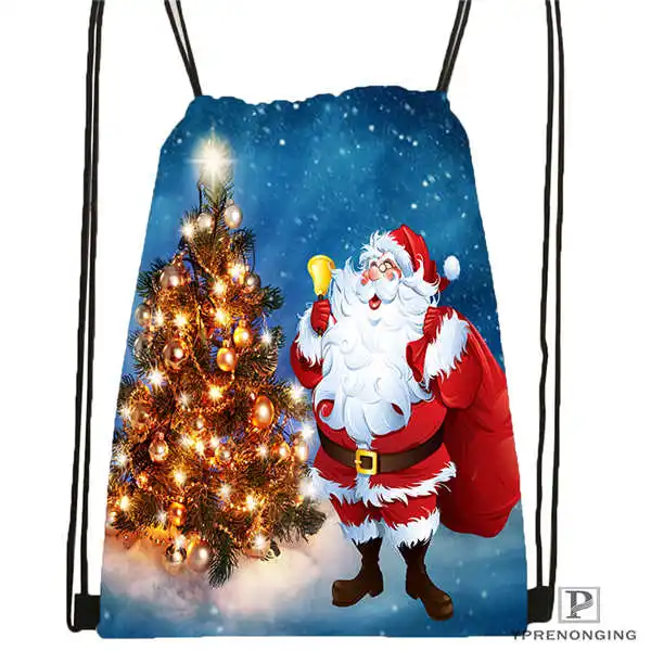 Drawstring Backpack Обычай Счастливого Рождества@ 09 походная сумка на шнурке милый рюкзак для детей(черная спина) 31x40 см#180531-03-25 - Цвет: Drawstring Backpack