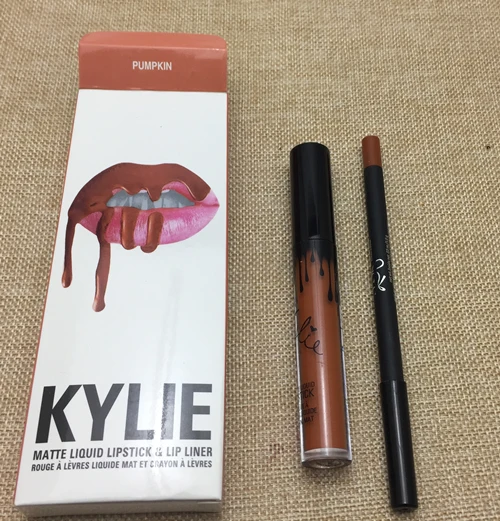 hot new KYLIE matte lipstick+lips pencil makeup lasting waterproof liquid lip gloss kilie lipstick kyliejenner lip - Color: PUMPKIN