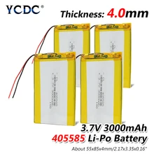 1/2/4x 3.7V 405585 PLIB Polymer Lithium Li Ion Li-po Rechargeable 3000mAh Battery Durable For Tablet Pc Power Bank E-book 3000mah 5v li polymer battery mobile power bank blue