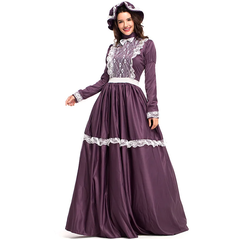 Adult Women Prairie Lady Historical Themed Colonial Costume Halloween ...