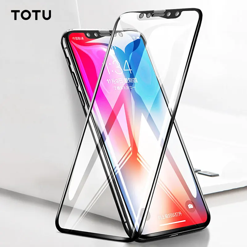 

TOTU 4D Screen Protector For iPhone X Tempered Glass 0.23mm Soft Edge Toughened Protective Glass Film For iPhone 10 Front Cover