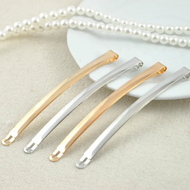 10 Pcs/lot Selling Random 5mm*9.0cm 3.5" Golden Arc-shaped Plain Metal Bobby Pins Hair Slide Barrettes Lead Free Nickle Free