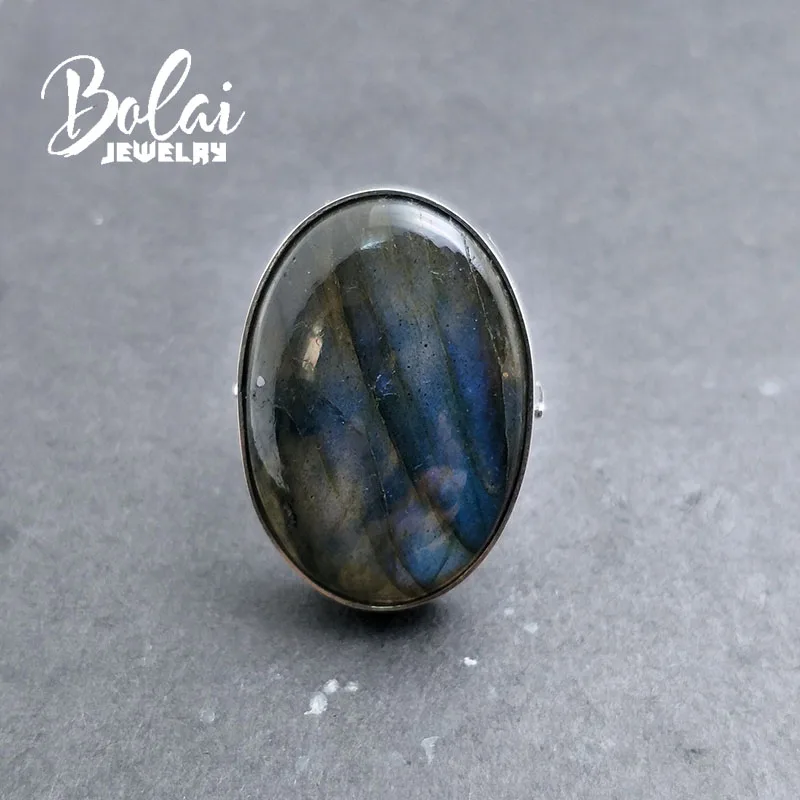 Bolaijewelry, серебро 925 пробы, натуральный лабрадорит, Овальный драгоценный камень, хорошее ювелирное изделие, драгоценный камень, роскошные кольца для женщин, Подарок на годовщину