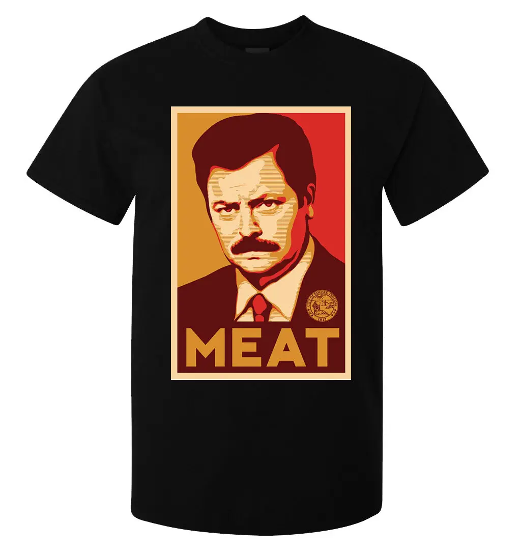 Ron Swanson Parks And Recreation a Meat Bacon Series Funny men top t shirt blackCartoon Unisex New Fashion |