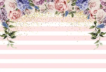

Leaves Purple Pink And White Striped photo studio background Vinyl cloth High quality Computer print party photo backdrop