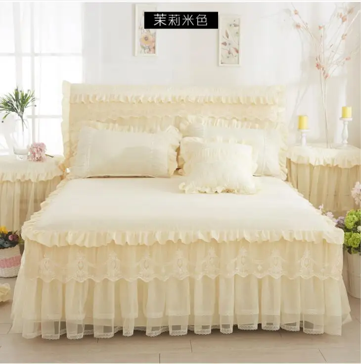 Elastic Bed Skirt Lace Design Valance Sheet Comfortable Bedspreads Home Supplies 
