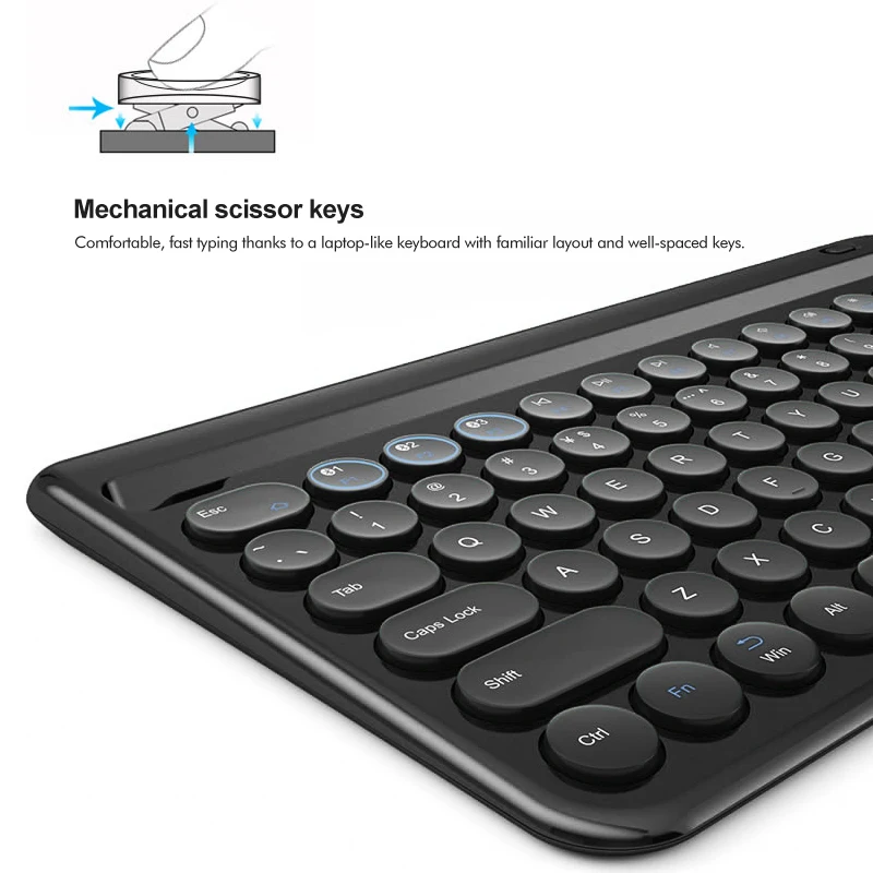 [Новинка] B.O.W тонкая мини Bluetooth беспроводная клавиатура для планшетов и смартфонов, встроенный аккумулятор 800 мАч, портативный и легкий вес
