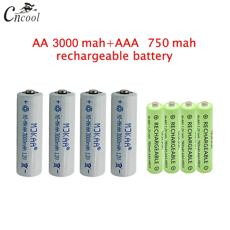 20 шт AA 3000mAh Ni MH аккумуляторы + AAA 750mAh Аккумуляторы|Перезаряжаемые батареи| |