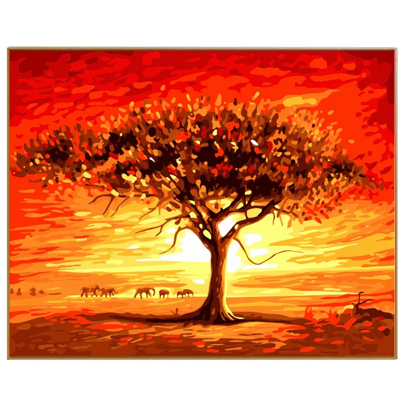 PHKV Modern Landscape Enviroment Friendly Oils Painting By Numbers Drawing Nodular African