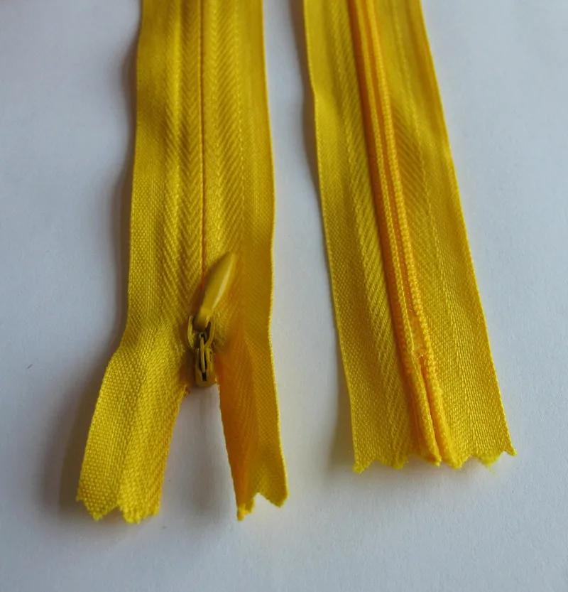 10Pcs Invisible Zipper No3 40cm Length yellow Material for Sewing