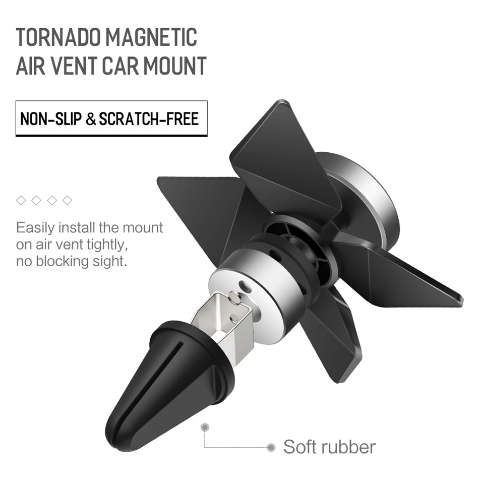 Магнитный автомобильный держатель для телефона Tornado, вращающийся магнитный автомобильный держатель ROCK на вентиляционное отверстие для iPhone X 8 plus для samsung для Xiaomi