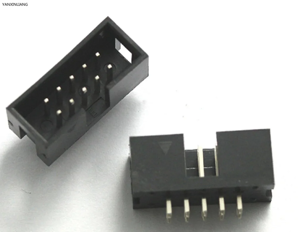 

10PCS Pitch 2.54mm 2x5Pin DC3 10 Pin Straight Male Shrouded PCB IDC Socket Box Header