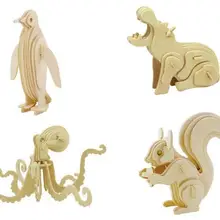 4 шт./компл. модель животного 3D деревянные головоломки классические строительные наборы обучающая игрушка подарок для детей