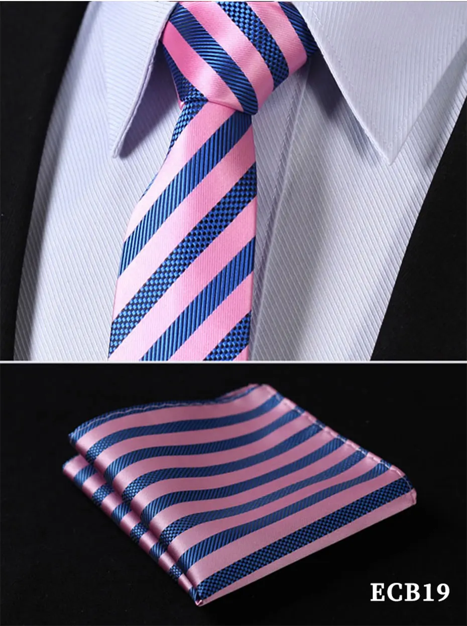 ECB Check 2,7" Шелковый тканый тонкий узкий мужской галстук Галстук платок Карманный квадратный костюм набор