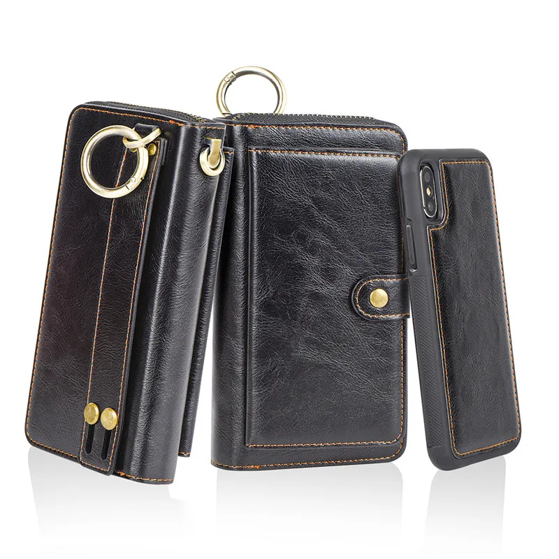 

Multifunction Zipper Luxury PU Leather Wallet Case For iPhone XS X 6 6S 7 8 Plus Stand Back Cases For iPhone 6 6S Bags Capinha